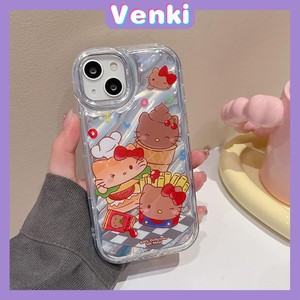 VENKI - Untuk iPhone 11 iPhone Case Laser Reflektif Bening Phone Case TPU Soft Shockproof Airbag Phone Case Lucu Kartun Kompatibel dengan iPhone 14 13 Pro Max 12 Pro Max XR 7 8PLus