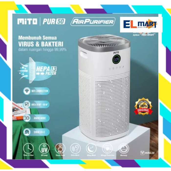 Mito Air Purifier PUR 50 PUR50 Alat Penyaring Udara Hepa Anti Virus