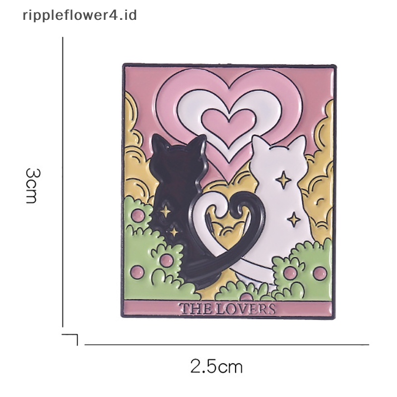 {rippleflower4.id} Kreatif Trendi Kartun Tarot Kucing Hitam Enamel Pin Bros Punk Lencana Kerah Pin Ransel Jaket Kemeja Hadiah Pria Wanita Fashion Perhiasan~