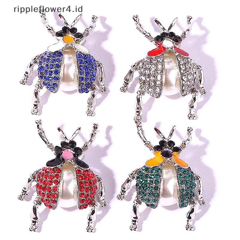 {rippleflower4.id} Bros Kumbang Berlian Imitasi Vintage Untuk Wanita Mantel Pakaian Perhiasan Aksesoris Pesta~
