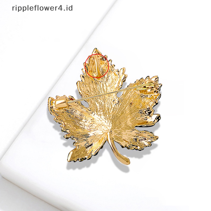 {rippleflower4.id} Bros Daun Maple Bersinar Berlian Imitasi Musim Dingin Fashion Perhiasan Pernikahan Yang Indah Pin Pesta Kantor Bros Pin Aksesoris Hadiah~