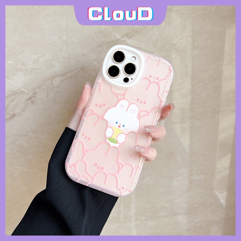 Case Untuk Vivo Y17 Y16 Y22 Y20s Y21 Y31 Y12 Y35 Y22s V23E Y21s Y51 Y30 Y11 Y20 V23 Y91C Y91 Y21A Y15 Y15A Y33s V25E Y12i Y20i Y02 Y15s Kelinci Lucu Tulip Kartun 3D Ikatan Simpul Cover