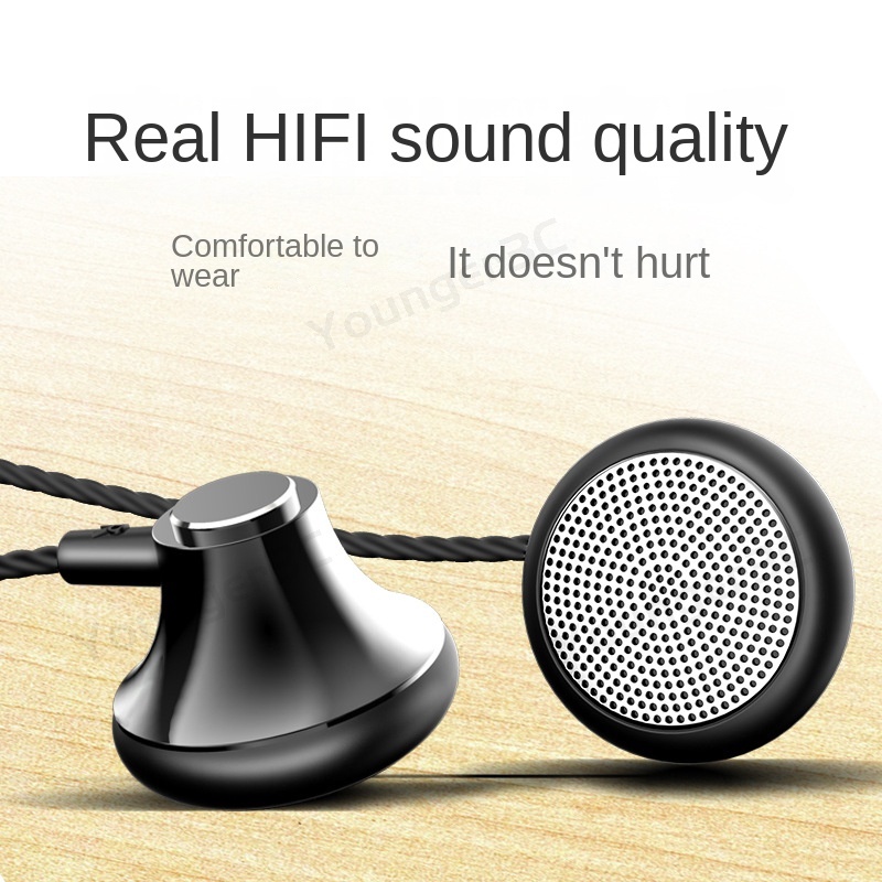 3.5mm Large Moving Coil Earphone HiFi Surround Sound Metal Wired Earbuds In Ear Audio Headset Kabel Dengan Mikrofon