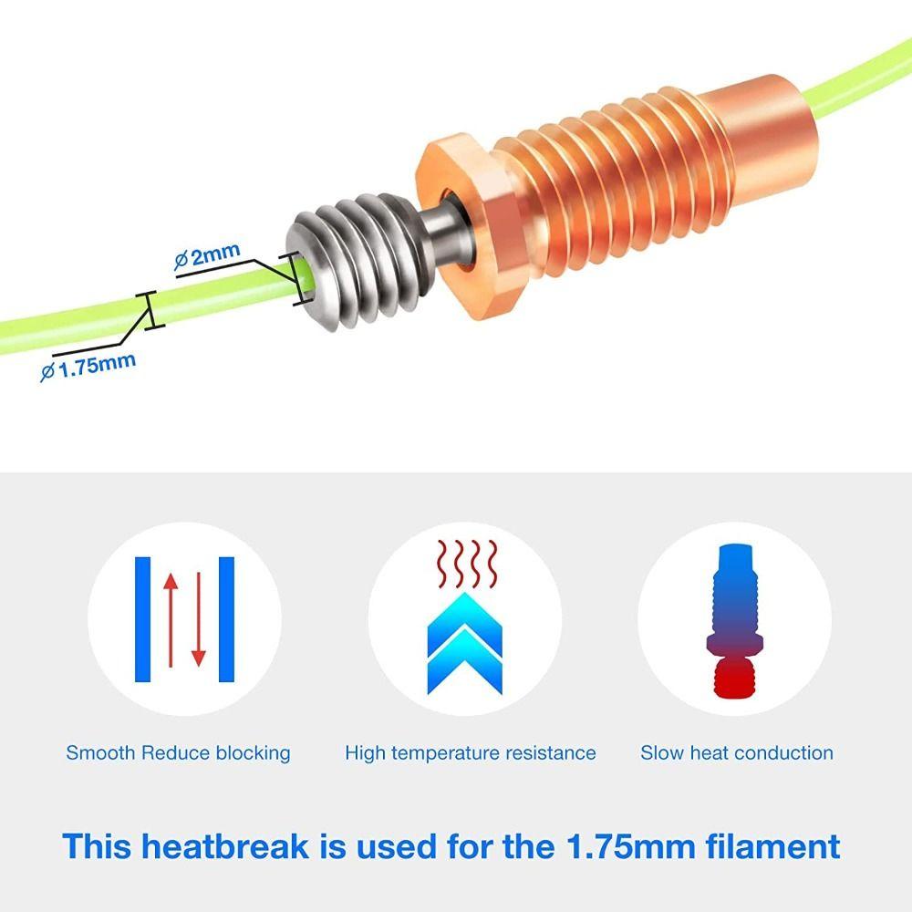 Populer 2pcs Upgrade Bi-Metal heatbreak 3D Printer Bagian DIY 3D Printer Bimetal Tenggorokan Nozzle Semua Logam Ulir