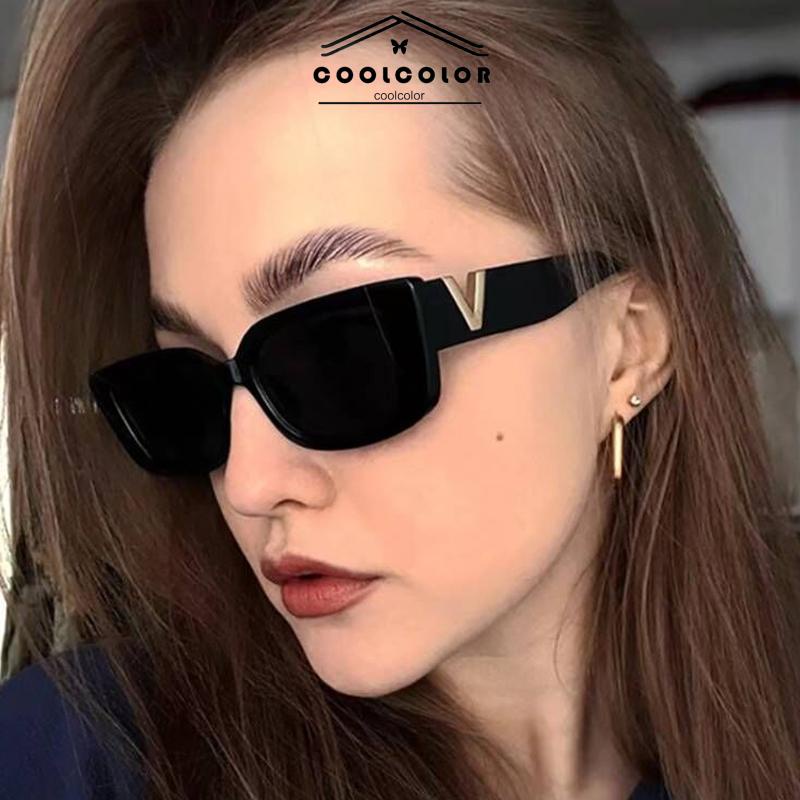 COD❤️Kacamata Hitam INS Fashion Kacamata Hitam Retro Gaya Sunglass Dengan Women- cl