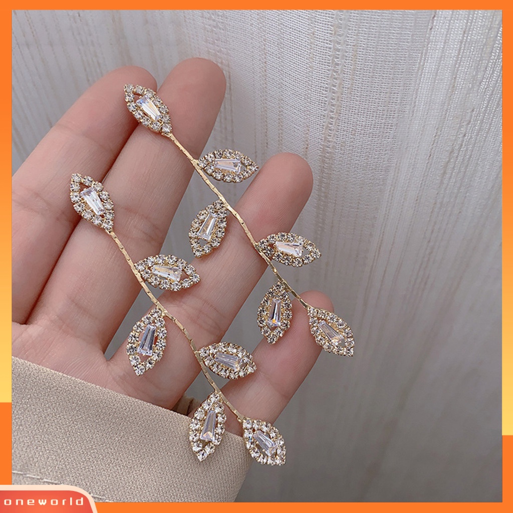 [WOD] 1pasang Drop Earrings Retro Panjang Rumbai Liontin Alloy Berlian Imitasi Tertanam Anting Kait Modis Untuk Pesta