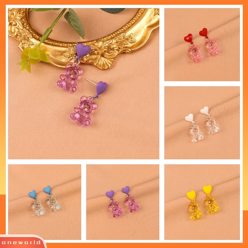 [WOD] 1pasang Anting Drop Bentuk Beruang Chic Nyaman Kartun Beruang Manis Anting Untuk Hadiah