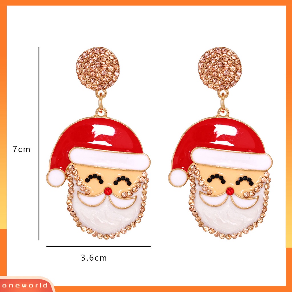 [WOD] 1pasang Anting Menjuntai Mutiara Imitasi Mengkilap Berlian Imitasi Berkilau Festival All-match Dekorasi Hadiah Xmas Natal Santa Claus Drop Earrings Wanita Fashion Perhiasan Untuk Tahun Baru