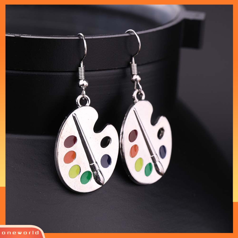 [WOD] Fashion Wanita Enamel Palet Cat Kuas Menjuntai Kait Anting Perhiasan Hadiah Xmas