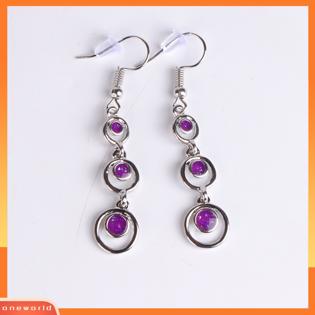 [WOD] 1pasang Anting Wanita Panjang Simetris Bulat Hoop Eye-catching Menjuntai Earrings Untuk Prom