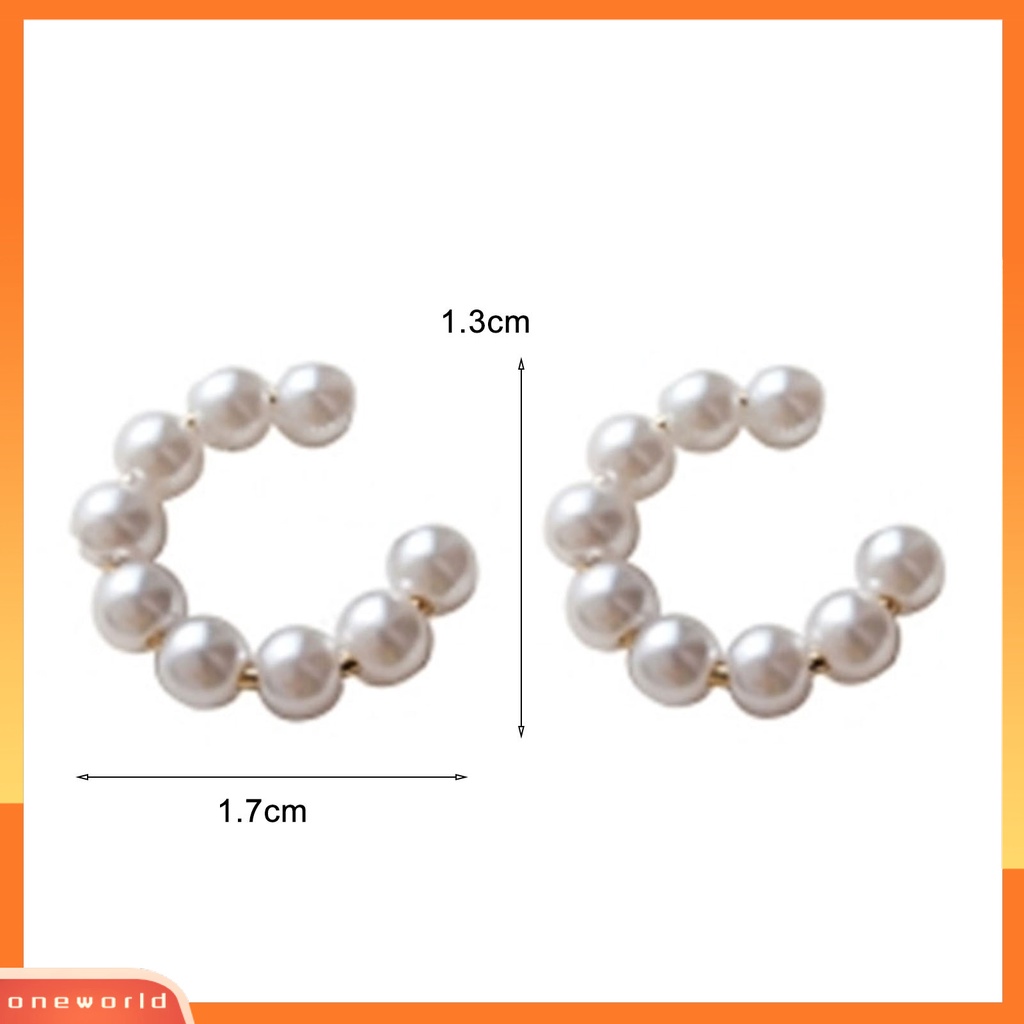 [WOD] 1pasang Anting Klip Bentuk C Mutiara Imitasi Manis High-end Wanita Earrings Untuk Prom