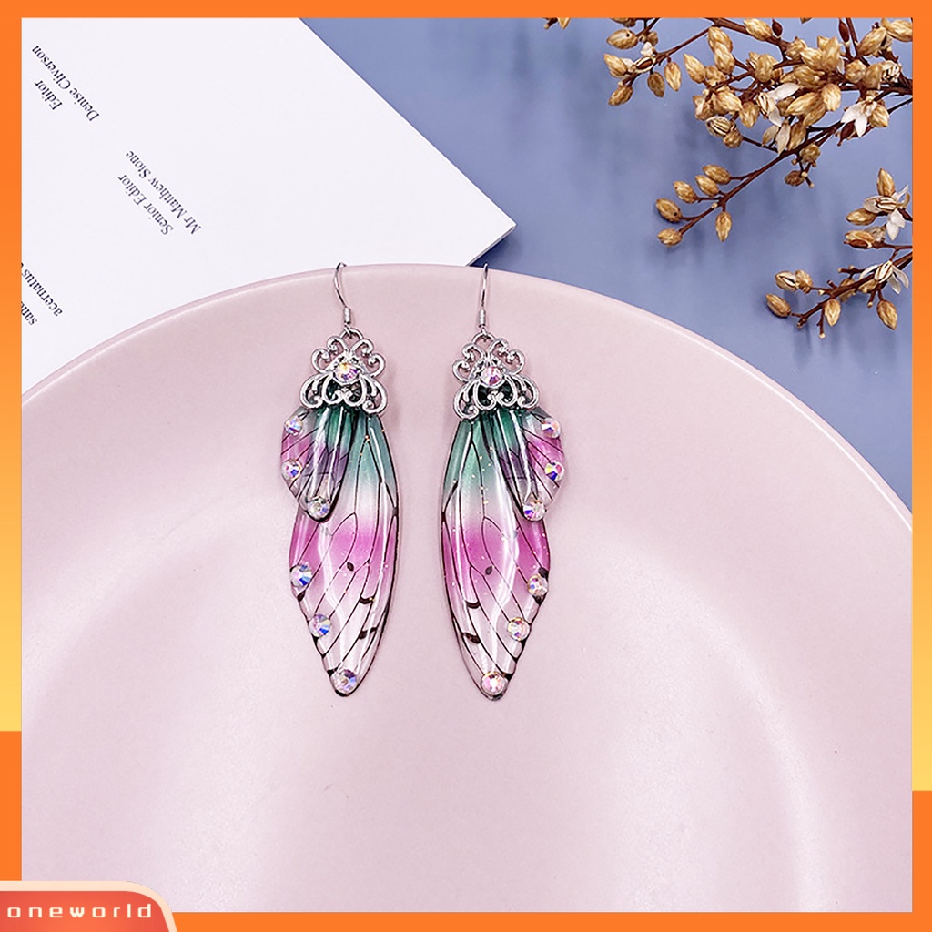 [WOD] Anting Fashion Wanita Berlian Imitasi Serangga Sayap Kupu-Kupu Ear Hook Perhiasan Hadiah