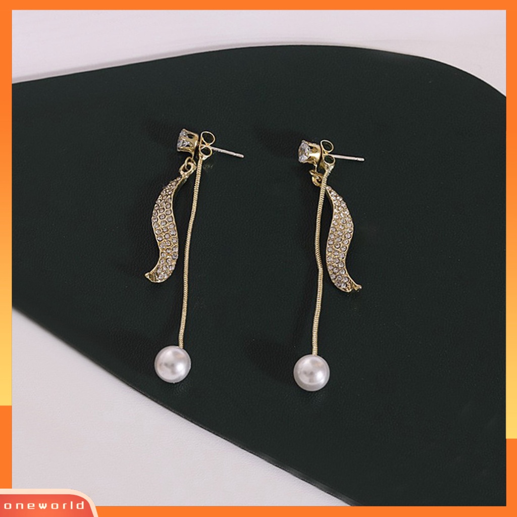 [WOD] 1pasang Anting Drop Geometris Jumbai Perhiasan Gaya Korea Anting Stud Berkilau Untuk Pesta Cocktail