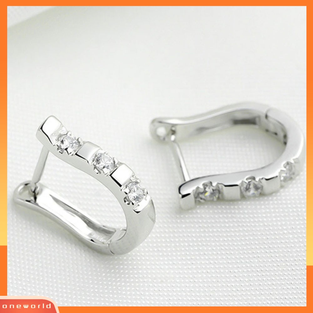 [WOD] Fashion Wanita Cubic Zirconia Hias Harp Huggie Anting Tindik Perhiasan Hadiah