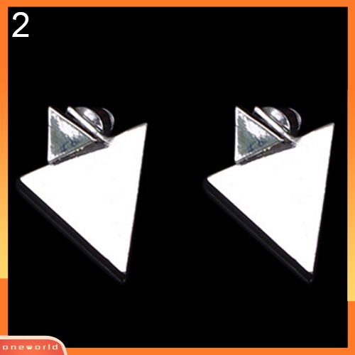 [WOD] Wanita Segitiga Asimetris Emas Perak Alloy Ear Studs Earrings Perhiasan Pesta