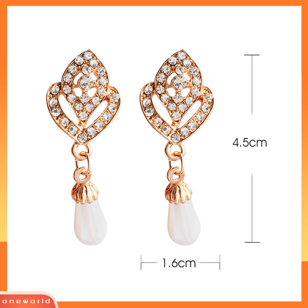 [WOD] Anting Daun Elegan Berlian Imitasi Menawan Bentuk Tetesan Air Ear Studs Untuk Pernikahan