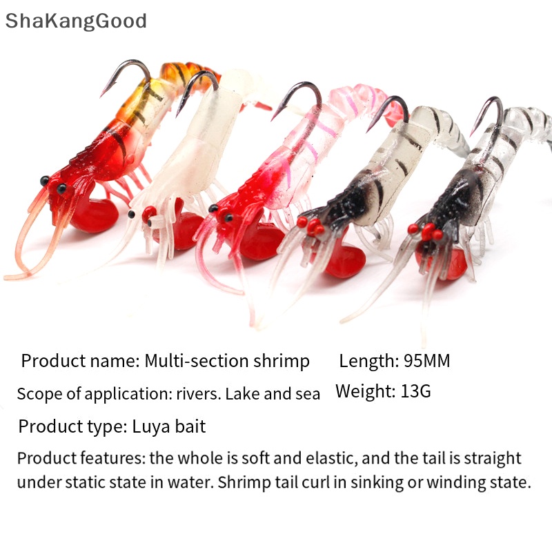 Skid 10pcs/Lot Kepala Memimpin Silikon Udang Jig Lembut Simulasi Udang Umpan Pancing Umpan Buatan Untuk Memancing Tackle Trout Single Hook SKK