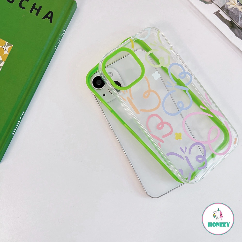 Casing Kupu-Kupu Bening Untuk iPhone 11 Pro Max Case Untuk iPhone 14 Pro 13 12 Pro Max7 8plus XS XR Frame Hijau Neon 3-in-1 Penutup Belakang