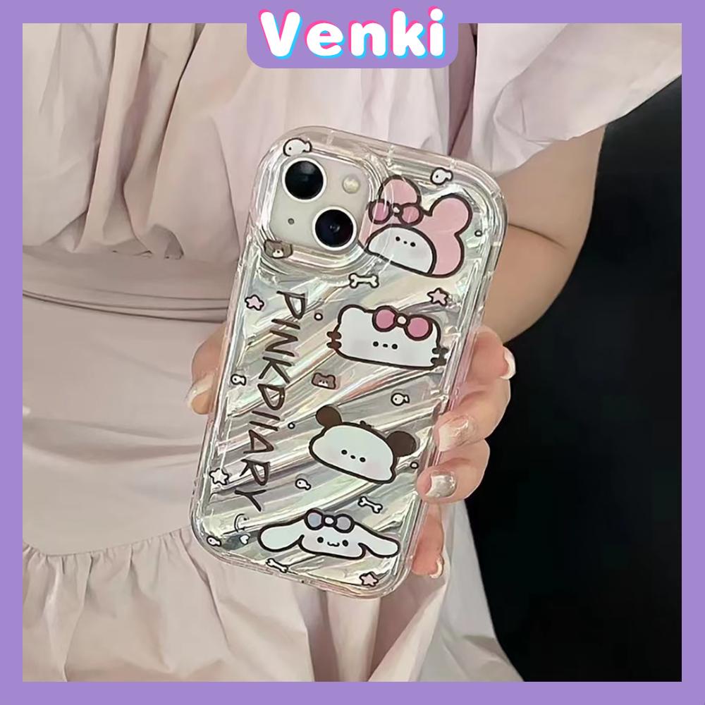 VENKI - iPhone Case untuk iPhone 11 Laser Reflektif Bening Phone Case TPU Soft Shockproof Airbag Case Lucu Kartun Kucing Kompatibel dengan iPhone 14 13 Pro Max 12 Pro Max XR XR 7 8Plus