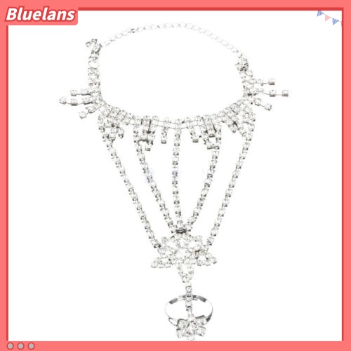 [BLS] Pengantin Pernikahan Kristal Berlian Imitasi Gelang Budak Gelang Harness &amp; Cincin Manset