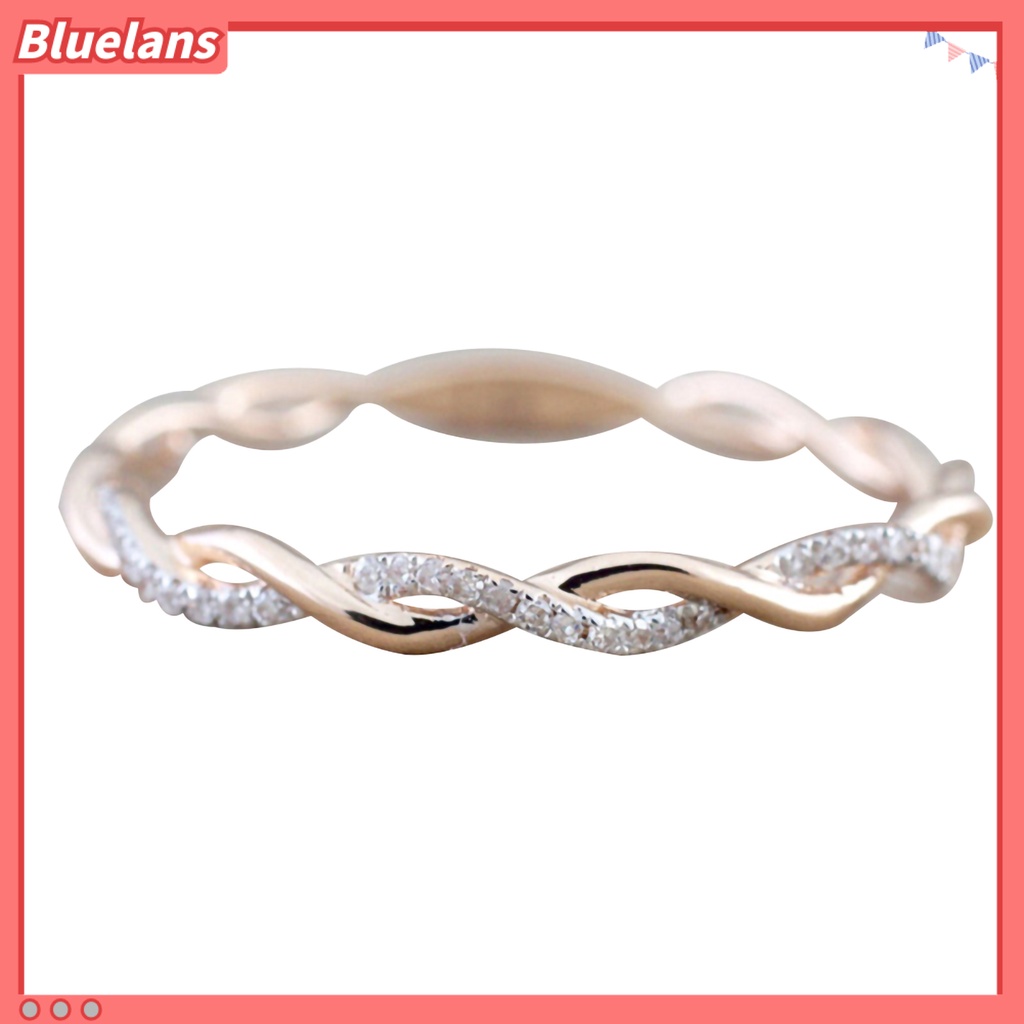 [BLS] Cincin Wanita Bentuk Memutar Berlian Imitasi Hias Alloy Electroplate Finger Ring Jewelry Untuk Tunangan