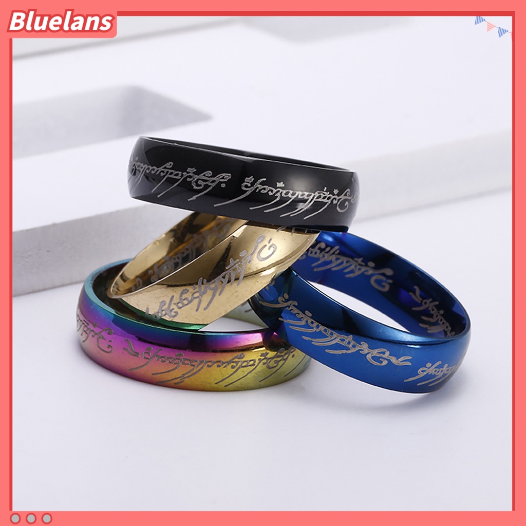 [BLS] Cincin Kawin Motif Huruf Hias Bahan Titanium Steel Pria Dan Wanita Band Finger Ring Untuk Pesta