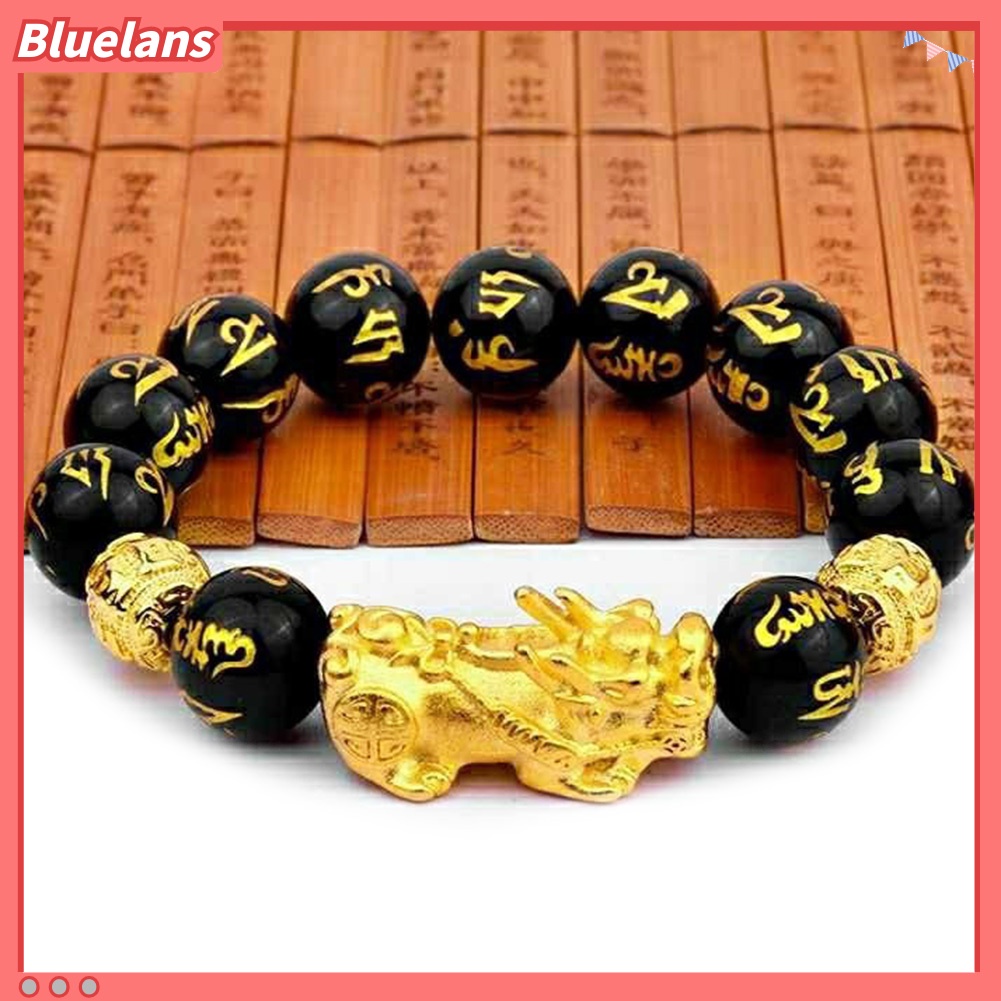 [BLS] Fashion Unisex Faux Obsidian Bead Good Luck Pi Xiu Gelang Fortune Perhiasan Hadiah