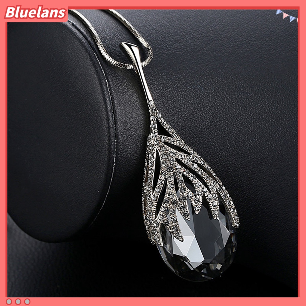 [BLS] Wanita Sweater Rantai Oval-Berbentuk Berlian Imitasi Elegan Gaya Korea Tahan Aus Liontin Sweater Kalung Perhiasan Hadiah