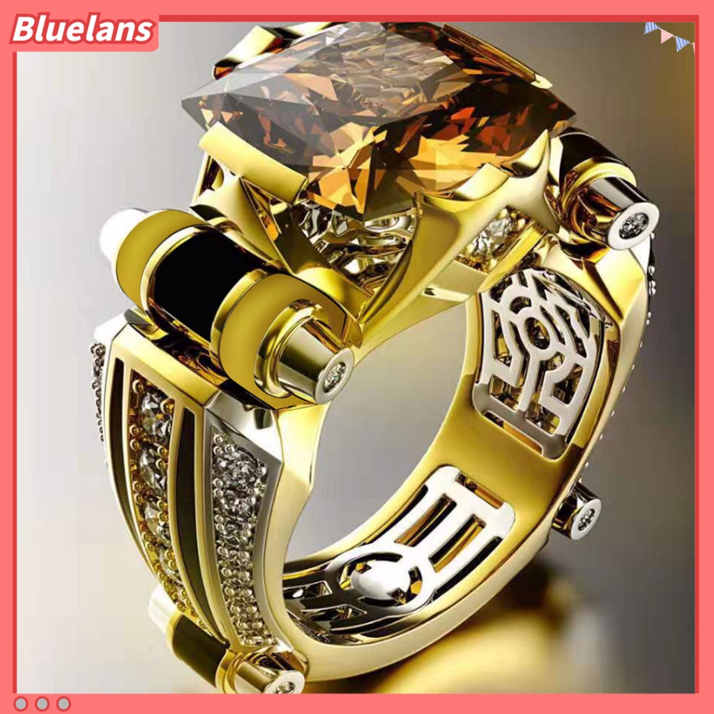 [BLS] Unisex Cincin Vintage Gothic Mewah Berlian Imitasi Mengkilap Electroplating Dekorasi Hadiah Pria Wanita Cubic Zirconia Fidget Ring Jewelry Untuk Pakaian Sehari-Hari