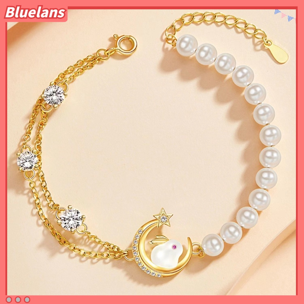 [BLS] Wanita Gelang Zodiak Desain Tidak Teratur Mutiara Imitasi Dekorasi Mengkilap Hias2023Tahun Kelinci Rabbit Bracelet Perhiasan Aksesoris
