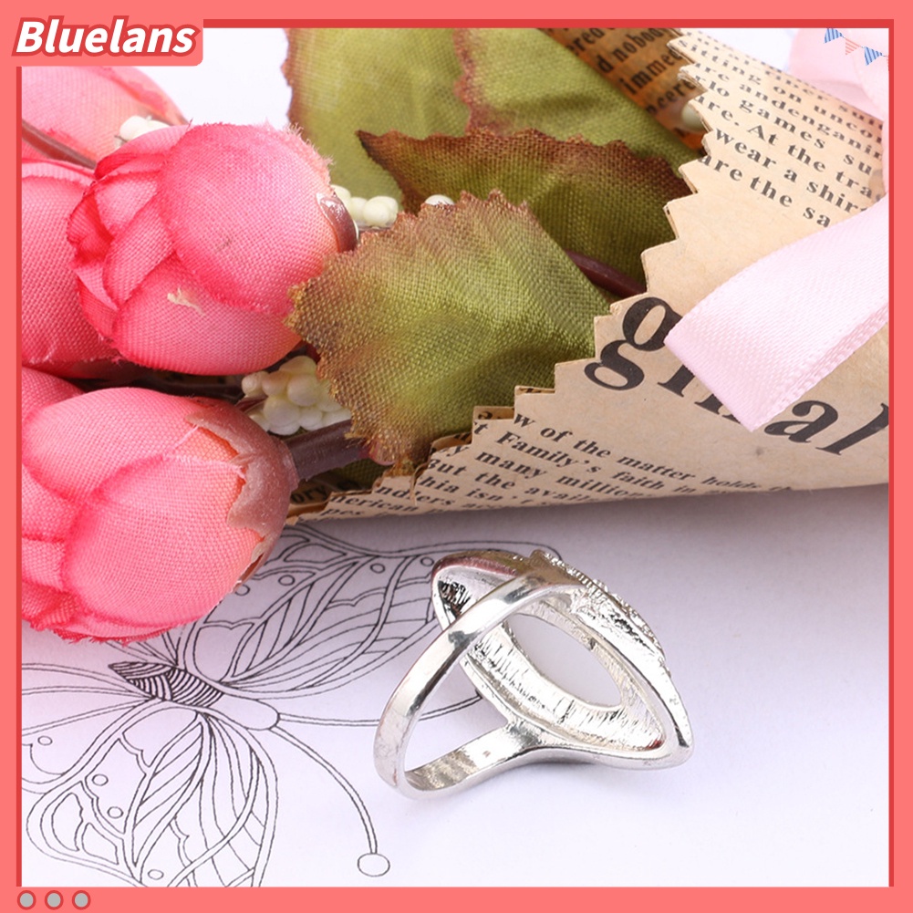 [BLS] Fashion Wanita Marquise Potong Batu Buatan Shiny Rhinestone Finger Ring Jewelry