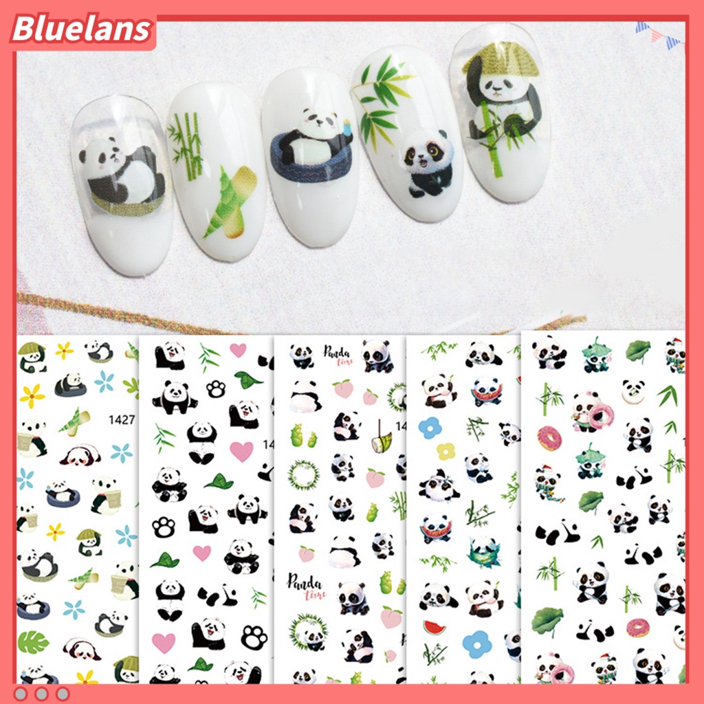 [BLM] Desain Daun Panda Lucu Stiker Kuku Tempel Dekoratif Mudah Perekat DIY Kertas Nail Art Stiker Perlengkapan Kuku