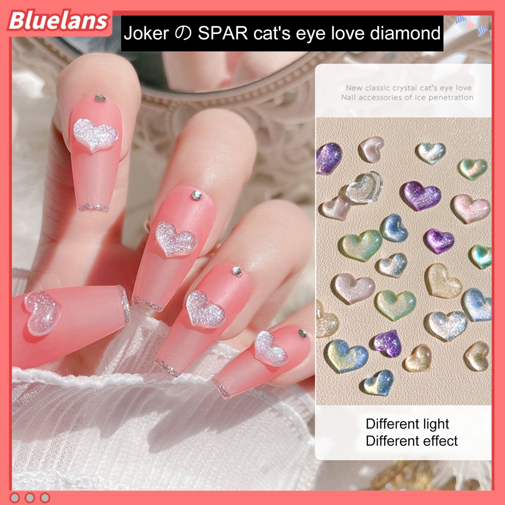 [BLM] 100pcs/bag Nail Art Decor Flatback Tiga Dimensi Mix Size Halus Flash DIY Mini Bentuk Hati Berlian Imitasi Pesona Kuku Salon Pasokan