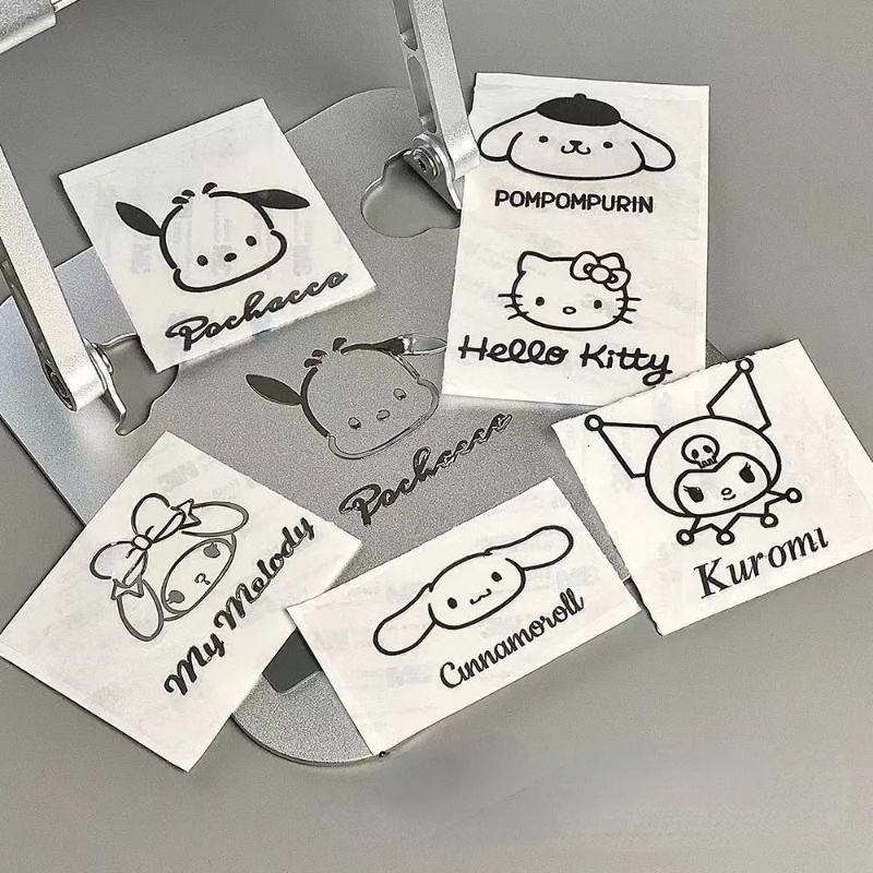 Stiker Logam Pola Hewan Kartun Lucu/Hello Kittys Gadis Self Adhesive Sealing Sticker/INS Style Hitam Tahan Air Stiker Dekoratif/DIY Laptop Cup Ledger Sticker