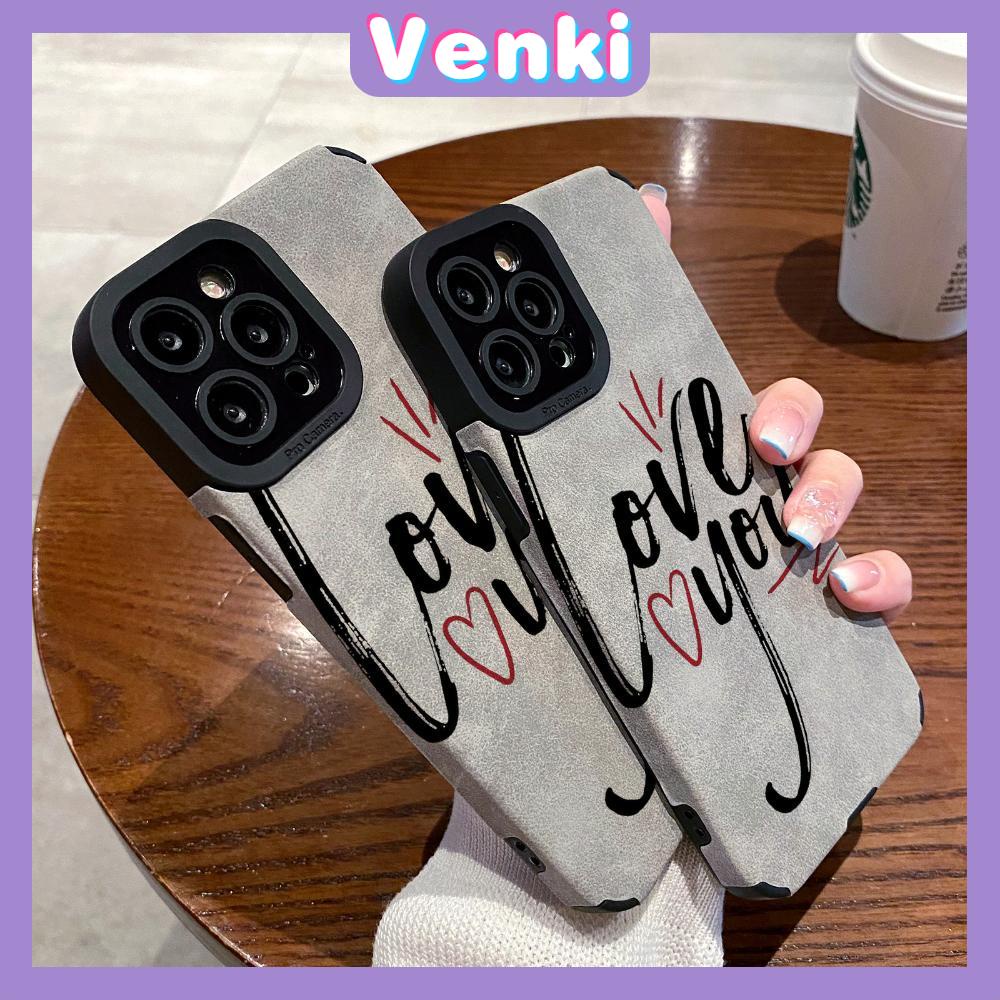 VENKI - Untuk iPhone 11 Case Leather Pupil Suede Case Soft Shockproof Airbag Case Camera Simple Hand Painted English Kompatibel dengan iPhone 14 13 Pro max 12 xr xs 7Plus 8Plus