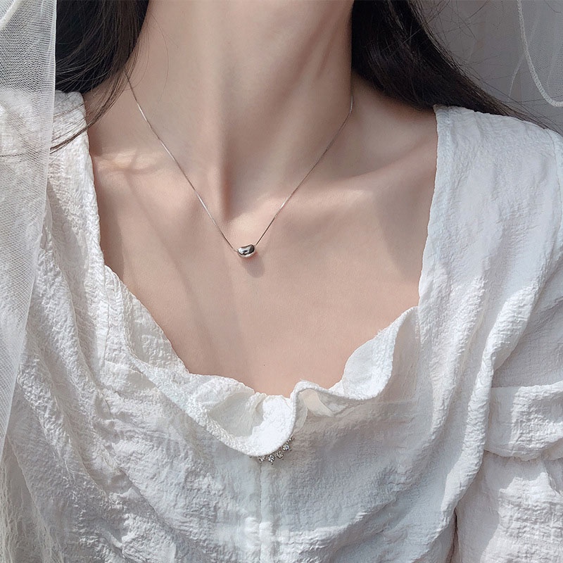 Kalung Geometris Kacangan Bahan Alloy Korea Untuk Anak Perempuan