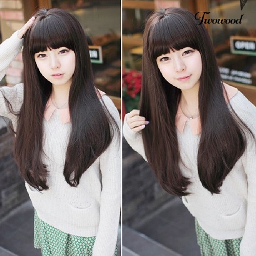 Twowood Fashion Wanita Gadis Seksi Panjang Slight Curly Cosplay Pesta Wig Rambut Penuh+Topi Wig