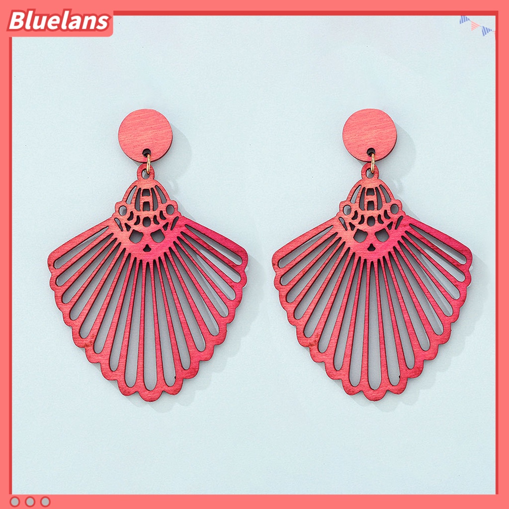 [BLS] 1pasang Anting Menjuntai Retro Geometris Berongga Diukir Permukaan Halus Handmade Hias Colorfast Tanpa Sakit Memakai Tindik Stud Earrings Perhiasan Aksesori