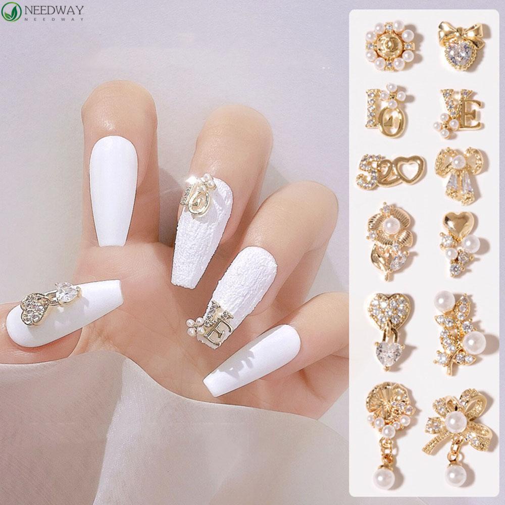 Needway Nail Art Zirkon Perhiasan Zirkon Manicure Aksesoris Flash 3D Alloy Jewelry Love Nail Diamond