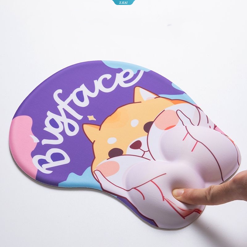 Kartun Lucu Shiba Inu 3D Tahan Lama Mouse Pad Untuk Anak Perempuan Rumah Kantor Nyaman Silikon Memory Foam Gaming Mouse Pad [ZK]