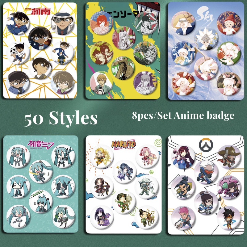 8pcs /Set Seri Anime Set Badge 32mm Tinplate Bros Pakaian Tas Aksesoris Hadiah