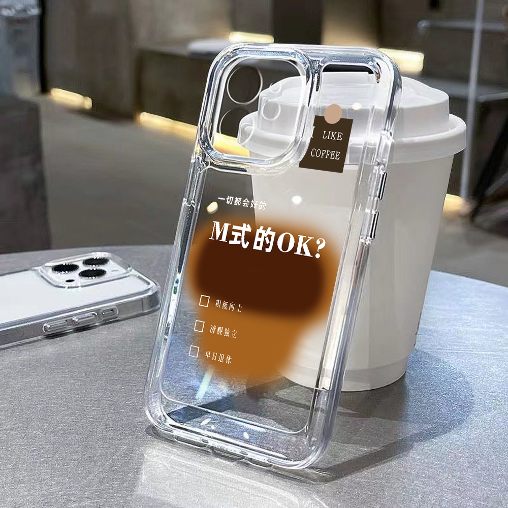 Coffee American Case Untuk Oppo Realme C11 C15 C2 C20 C21 C21Y C25Y C30 C31 C35 C55 10 Pro 9i 9Pro Q5i V23 V11 Reno8 7 6 6Pro Find X5 X5Pro 4SE Akrilik Space TPU Penutup Belakang