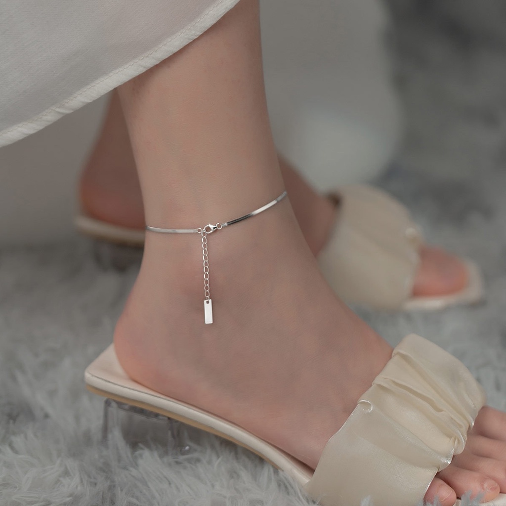 Fashion Korea Tren Wanita Datar Ular Rantai Gelang Tidak Luntur Ankle Chain Mahasiswa Pacar Gelang Kaki