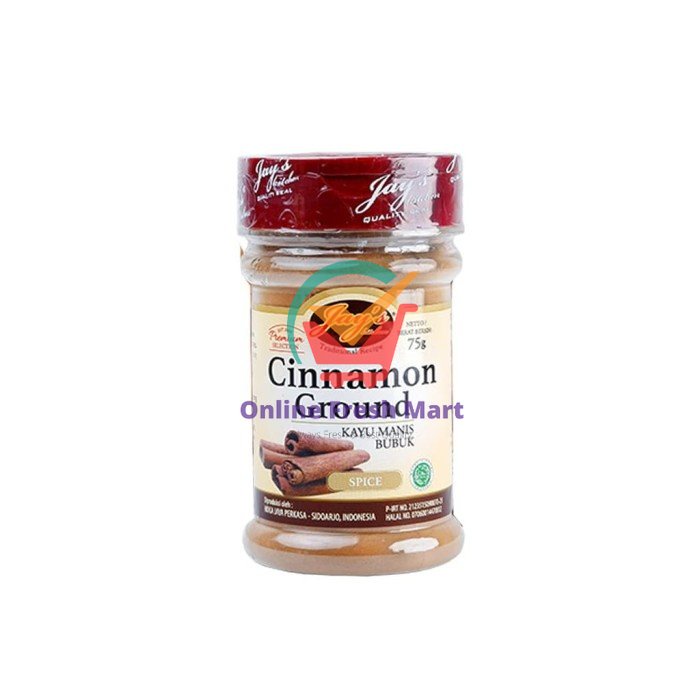 

Jay's Cinnamon Ground / Kayu Manis Bubuk 75 gr - Online Fresh Mart Denpasar
