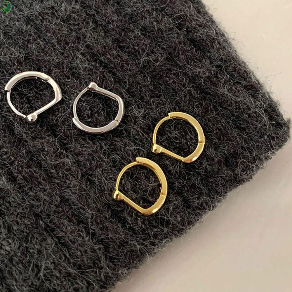 Needway Anting Gaya Korea Hadiah Pesta Perak Indah Tembaga Sederhana Hoop Telinga Gesper