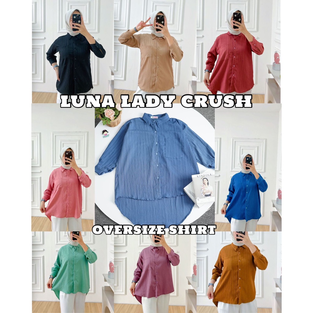 BEFAST - ZFS OOTD WANITA KEMEJA RUHI / LUNA LADY CRUSH / HEM Polos Formal / Pakaian Casual Wanita Kerja / Kemeja Lengan Panjang Trendy / Outfit Daily Wanita Remaja / Fashion Kekinian Remaja ABG / Terlaris