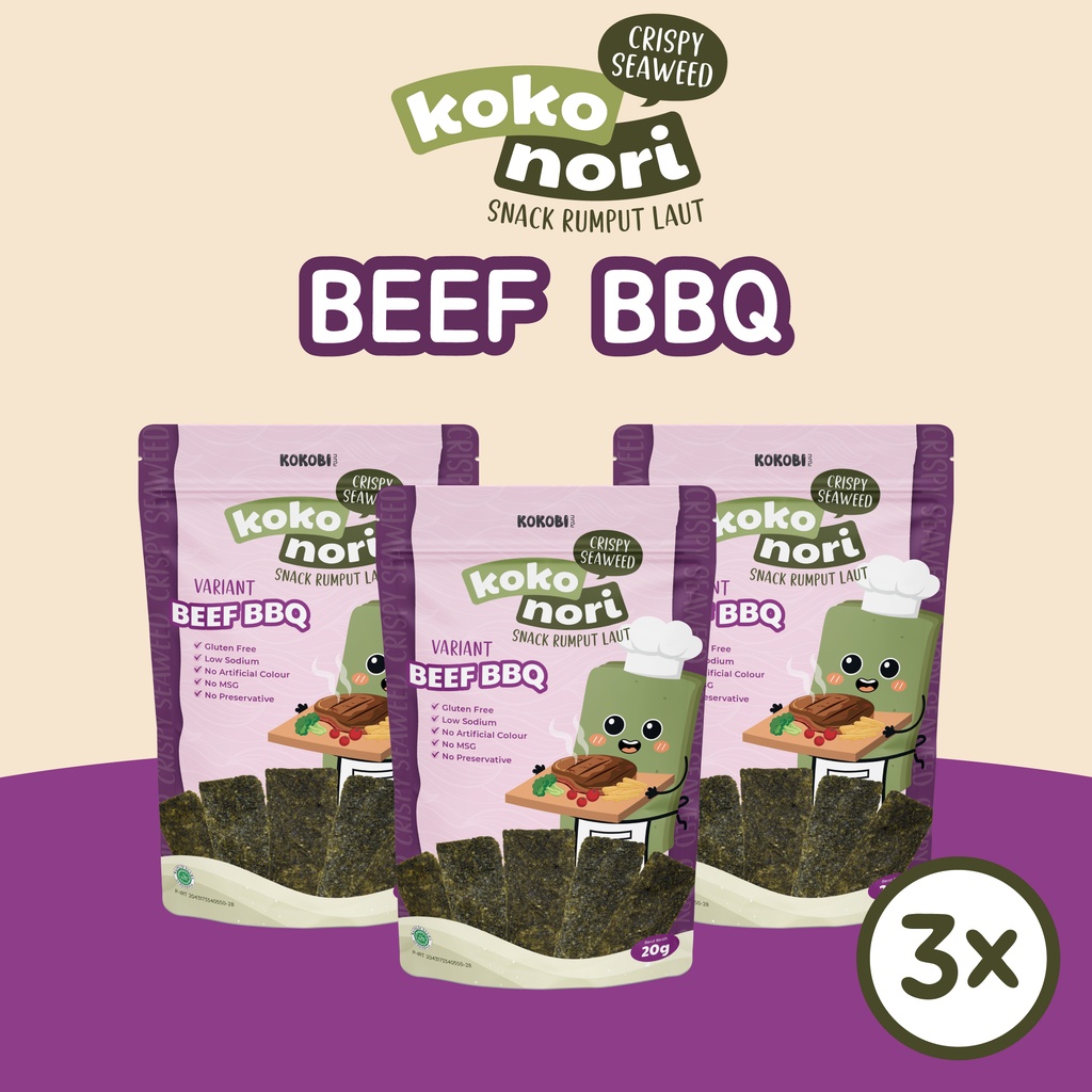 KOKOBI Koko Nori Crispy Seaweed Snack Beef BBQ - Bundling 3pcs