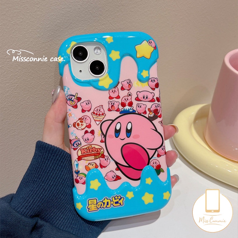 Kartun Lucu Kirby Case Kompatibel Untuk IPhone 7Plus 8Plus 14 11 13 12 Pro Max XR X7 8 Plus XS Max Shockproof Stars 3D Ice Cream Lembut Tpu Phone Cover