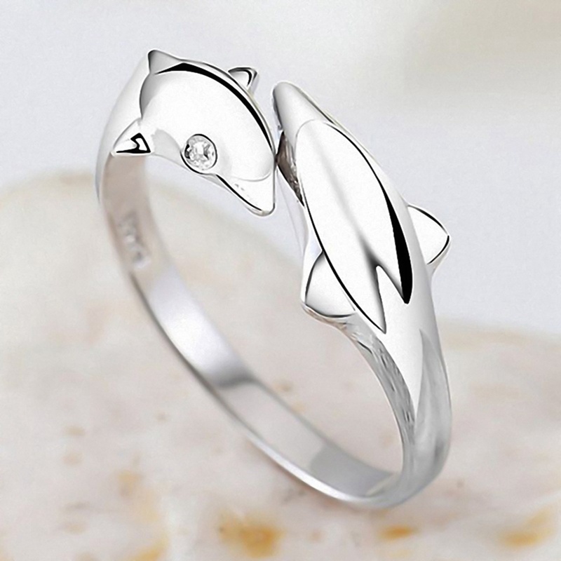 Romantis Dolphin Hewan Gadis Jari Perhiasan Wanita Cincin Pesta Terbuka