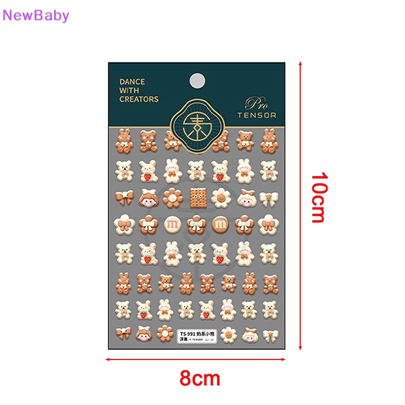 Newbaby 5D Anime Cream Beruang Stiker Kuku Kelinci Cookie Busur Dan Gadis Kecil Nail Art ID